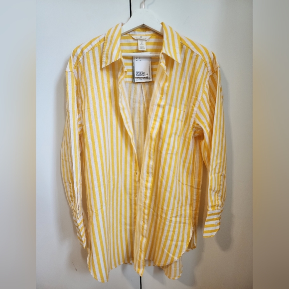 BNWT H&M Linen Cotton Blend Button Down Shirt, US S - Picture 4 of 13